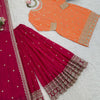 Royal Peach Luxury Embroidered Anarkali Suit Set with Heavy Border Dupatta