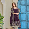 Luxury Embroidered Anarkali Suit Set with Heavy Border Dupatta (3 Color Options)