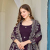 Luxury Embroidered Anarkali Suit Set with Heavy Border Dupatta (3 Color Options)