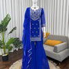 Royal Blue Embroidered Anarkali Suit Set with Statement Dupatta