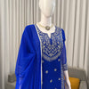Royal Blue Embroidered Anarkali Suit Set with Statement Dupatta