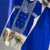 Royal Blue Embroidered Anarkali Suit Set with Statement Dupatta