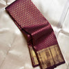Royal Copper Brown Banarasi Silk Saree with Elephant Zari Border & Contrast Wine Pallu | Premium Wedding & Festive Wear