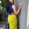 Vibrant Lime Green Silk Saree with Royal Blue Zari Border | Premium Traditional & Festive Wear