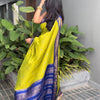 Vibrant Lime Green Silk Saree with Royal Blue Zari Border | Premium Traditional & Festive Wear