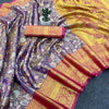 Royal Purple & Pink Banarasi Style Silk Saree with Rich Golden Zari Floral Weaving | Premium Wedding & Festive Wear