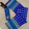 Royal Blue Checked Banarasi Style Silk Saree with Teal Border & Rich Golden Zari Pallu | Premium Festive Wear