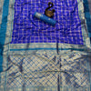 Royal Blue Checked Banarasi Style Silk Saree with Teal Border & Rich Golden Zari Pallu | Premium Festive Wear