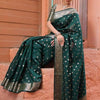Premium Emerald Green Banarasi Silk Saree with Silver Zari Butti Work & Rich Border