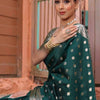 Premium Emerald Green Banarasi Silk Saree with Silver Zari Butti Work & Rich Border