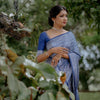 Royal Indigo Blue Banarasi Silk Saree with Silver Zari Floral Weaving & Rich Designer Pallu