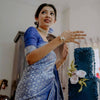 Royal Indigo Blue Banarasi Silk Saree with Silver Zari Floral Weaving & Rich Designer Pallu