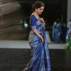 Royal Indigo Blue Banarasi Silk Saree with Silver Zari Floral Weaving & Rich Designer Pallu