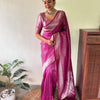 Luxury Magenta Banarasi Silk Saree with Silver Zari Weaving & Elegant Rich Pallu