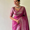 Luxury Magenta Banarasi Silk Saree with Silver Zari Weaving & Elegant Rich Pallu
