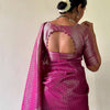 Luxury Magenta Banarasi Silk Saree with Silver Zari Weaving & Elegant Rich Pallu
