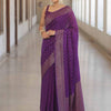 Luxury Royal Purple Banarasi Silk Saree with Antique Gold Zari Butti Work & Rich Border