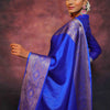 Luxury Royal Blue Banarasi Silk Saree with Silver Zari Border & Rich Traditional Weaving