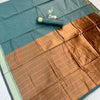 Elegant Dusty Blue Soft Silk Saree with Minimal Gold Border