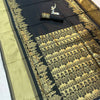 Midnight Black Royal Silk Saree with Antique Gold Zari Border