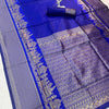 Royal Sapphire Banarasi Silk Saree with Silver Heritage Zari Border