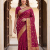 Royal Magenta Banarasi Silk Saree with Grand Antique Zari Border
