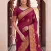 Royal Magenta Banarasi Silk Saree with Grand Antique Zari Border