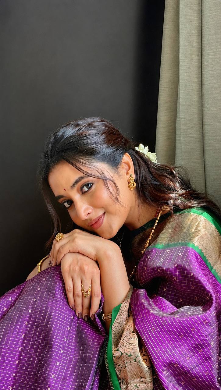 Royal Purple & Green Silk Saree