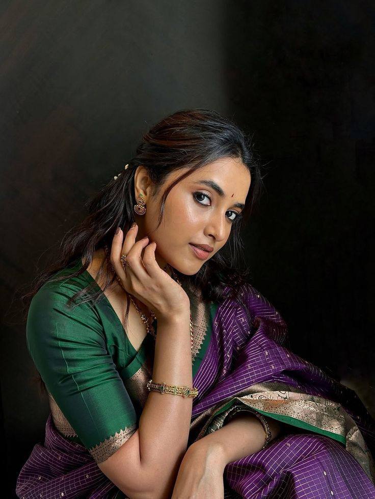 Royal Purple & Green Silk Saree