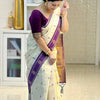 Ivory Purple Zari Silk Saree