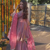 Dusty Rose Mirror Work Sharara Suit with Scalloped Dupatta
