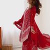 Red Heavy Embroidered Kurta Sharara Suit Set with Dupatta