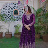Royal Purple Heavy Embroidered Anarkali Suit Set with Printed Dupatta