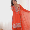Designer Heavy Embroidered Kurta Sharara Suit Set with Dupatta | 10 Color Options