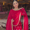 Red Embroidered Kurta Sharara Suit with Dupatta