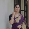 Deep Purple Banarasi Silk Saree with Antique Gold Zari & Intricate Border