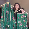 Bottle Green Floral Printed Sharara Set with Dupatta – Festive & Party Wear