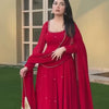 Red Anarkali Kurta Pant Set with Dupatta – Festive & Party Wear