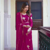 Elegant Embroidered Bird Motif Anarkali Suit Set with Dupatta (2 Color Options)