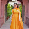 Elegant Georgette Anarkali Suit Set with Heavy Gota Lace Border & Dupatta – 4 Colors