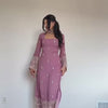 Embroidered Kurta Pant Set with Net Dupatta – Mint Green & Dusty Rose