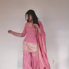 Baby Pink Embroidered Kurti Sharara Set with Dupatta – Elegant Festive Wear for Women