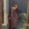 Maroon Velvet Heavy Embroidered Kurta Pant Set with Dupatta – Festive & Party Wear