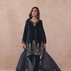 Teal Blue Velvet Embroidered Kurti Pant Set with Dupatta