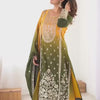 Embroidered Straight Kurta Suit Set with Dupatta – Olive Yellow & Teal Blue (2 Colors)