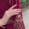 Maroon Velvet Lehenga Choli with Heavy Embroidered Blouse – Wedding & Festive Wear