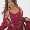 Maroon Anarkali Suit Set with Heavy Embroidered Dupatta & Matching Bottom