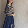 Navy Blue Heavy Embroidered Anarkali Kurti Set with Palazzo & Dupatta