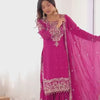 Designer Heavy Embroidered Kurta Sharara Suit Set with Dupatta | 10 Color Options