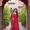 Elegant Georgette Anarkali Suit Set with Heavy Gota Lace Border & Dupatta – 4 Colors